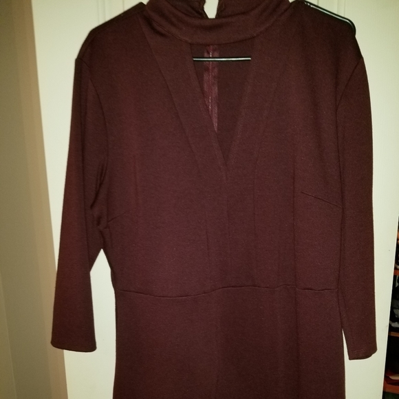 NY&C Mock Neck Ponte Sheath Dress - Picture 2 of 3